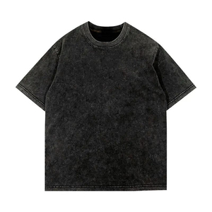 Nouveau style 2026 T-shirt coupe carrée épaisse délavée à l'acide, personnalisé, vintage, surdimensionné, avec impression numérique, col rond, en jersey décontracté - Product Image 4