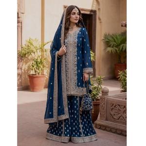 Nuevo Conjunto de Kurta Sharara y Dupatta de Diseño para Fiestas - Atuendo Étnico Elegante de Última Moda para Mujeres, Ideal para Bodas y Eventos Festivos - Product Image 1