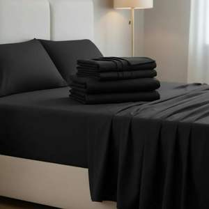 Juego de Sábanas y Fundas de Almohada de Lujo, Lavables a Máquina, Tamaño King, 4 Piezas, Verde Oscuro, 500 Hilos, Poliéster/Algodón, Ecológico y Orgánico - Product Image 1