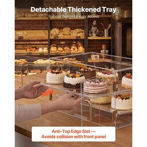 ตู้โชว์เบเกอรี่แบบตั้งโต๊ะ 2 ชั้น อะคริลิคใส สำหรับขนมปังและขนมอบ อุปกรณ์เบเกอรี่เชิงพาณิชย์สำหรับครัว - Product Image 5