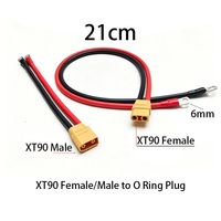 Câble adaptateur de batterie pour vélo électrique, moto, scooter, 21 cm, 8 AWG, avec connecteur XT90 femelle/mâle vers prise à anneau torique