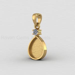 High Quality 925 Sterling Silver 14K Gold Plated 10x12mm Pear Blank Bezel Charm Pendant CZ Accent Keepsake DIY Resin Jewelry - Product Image 1