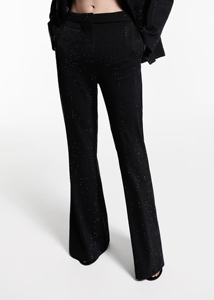 Black Wide Leg Trousers With <b>Sequined</b> Embroidery High Waist Elastic Closure Men's Smart Casual <b>Pants</b> Autumn Style - Product Image 5