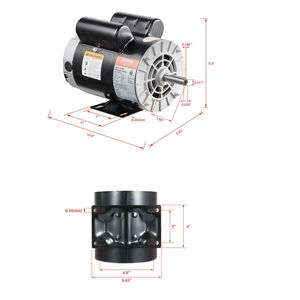 Motor de compresor de aire monofásico de 3.7 HP, 3450 RPM, 230 V, 17.2 amperios, eje con chavetero de 5/8 pulgadas, marco 56, longitud de eje de 1.88 pulgadas, categoría de motores de CA - Product Image 5