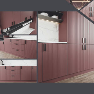 Ensemble de meubles de cuisine contemporains en panneaux de particules, plan de travail en marbre, mobilier de luxe pour l'intérieur de la maison - Product Image 3