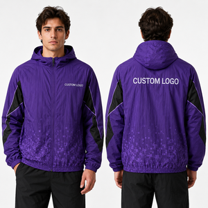 Lightweight Mens Windbreaker <b>Jacket</b> Custom Wholesale Waterproof Hooded Breathable <b>Packable</b> Outdoor Sports Reflective Embroidered - Product Image 5