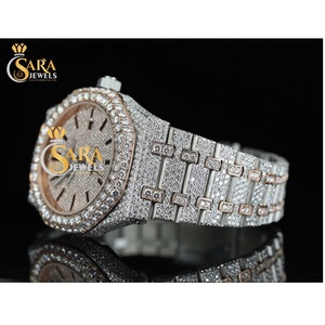 Vintage totalmente helado automático Moissanite diamante reloj de lujo moda movimiento de cuarzo esfera analógica pantalla oculta Edición Limitada - Product Image 4