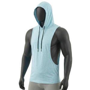 Débardeur de sport personnalisé 100% coton pour hommes, sans manches, avec capuche - Product Image 4
