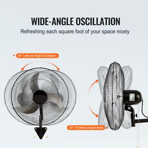 Confezione da 2 Ventilatori Industriali da Parete da 20 Pollici, 3 Velocità, 4000 CFM, Oscillanti, per Uso Interno/Commerciale, Tipo Spina AU/US - Product Image 3
