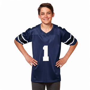 Maillot de football personnalisé pour garçons, manches courtes, col en V, en polyester anti-humidité, tenue d'équipe numéro 1 - Product Image 1