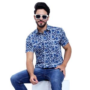 Chemise en coton pour homme, imprimée à la main, à manches courtes, en coton doux, chemise imprimée par un designer, chemise à manches longues pour les occasions spéciales - Product Image 2