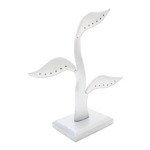 Metal Jewelry <b>Tree</b> <b>Stand</b> with Three Leaves and Multiple Holes for Earrings Display - Product Image 5