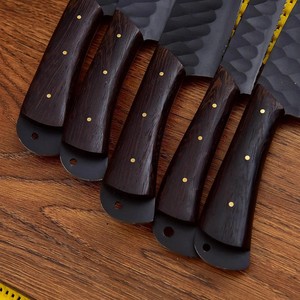 Ensemble de couteaux de chef en acier inoxydable forgé en 5 pièces, sac en cuir, poignées ambidextres, lames durables et affûtées, finition enduite de poudre - Product Image 2