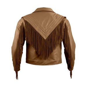 Chaqueta de Invierno para Hombre, de Cuero Vacuno Genuino, Corte Ajustado, Impermeable, Transpirable, con Bolsillos Delanteros con Flecos y Cierre de Cremallera Original - Product Image 5