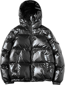 Manteau d'hiver en duvet tricoté pour homme, haute qualité, ODM, personnalisé, léger, en toile, chaud, à capuche, col montant, fermeture éclair, imprimé, 80% duvet - Product Image 1