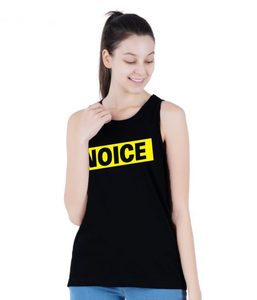 Camiseta sin mangas negra para mujer, cuello redondo, informal, transpirable, de poliéster tejido, con estampado de letras y logotipo frontal, ¡muy vendida! - Product Image 2