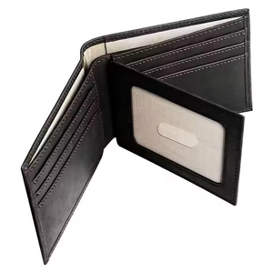Portefeuille en cuir noir pour homme, porte-cartes court avec fenêtre d'identification, logo personnalisé Pakistan XLI-LW-01 - Product Image 4