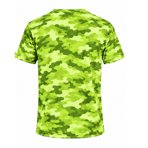 <b>Lime</b> <b>Green</b> Camo T <b>Shirt</b> Men Short Sleeve Crew Neck Camouflage Print Athletic Fitness Training Gym Workout Performance Sportswear - Product Image 2