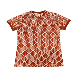 T-shirt à manches courtes pour homme, col rond, coupe classique, imprimé à motifs géométriques, bordure contrastée, style décontracté, tissu tissé 100% polyester - Product Image 1