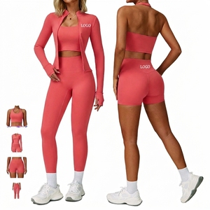 Conjunto Deportivo de Secado Rápido con Cierre, Leggings Casuales para Mujer y Sujetador Deportivo, Conjunto de Yoga de Tres Piezas para Ciclismo, Running y Deportes al Aire Libre - Product Image 3