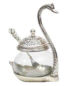 Ensemble de plateaux en aluminium en forme de canard avec cuillère, argenté, non toxique, écologique, moderne, décoratif, pour servir des bonbons, des fruits secs - Product Image 1