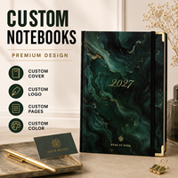 Agenda hebdomadaire LABON personnalisé 2027, couverture rigide en marbre avec feuille d'or, journal de luxe, coins métalliques, organisateur hebdomadaire pour entreprises