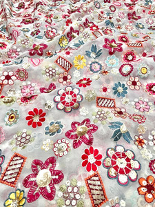 SQ embroidery fabric sequin fabric embroidered kaftan fabric embroidery abaya fabric lace fabric boutique fashion wholesale bulk - Product Image 2
