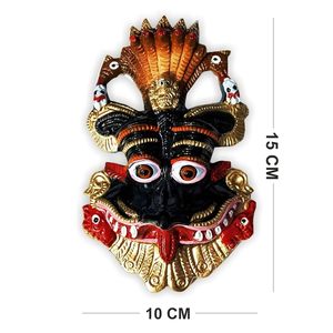 Masque décoratif mural traditionnel en bois Keerthi Mukha, finition multicolore, fait main, pour la maison, le bureau, la porte d'entrée - Product Image 2