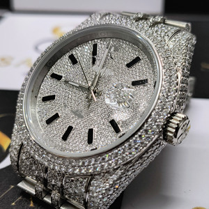 SARVA Iced Out Moissanite ETA Automatic <b>Watch</b> 41mm Luxury Stainless Steel 20mm Band Diamond Style <b>Mechanical</b> <b>Watch</b> with Date - Product Image 5
