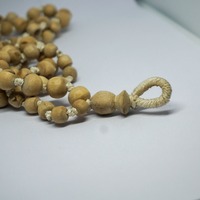Jap Mala Traditionnel en Bois de Tulsi Beige, 108 Perles Rondes + 1 Perle Sigma, Export, pour Prière, Méditation, Chant Spirituel