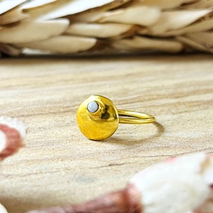 Unique Design Minimalist Moonstone <b>Ring</b> Boho Brass Band Women 18k Gold Plated Dainty Geometric <b>Dome</b> Statement Wholesale/OEM/ODM - Product Image 2