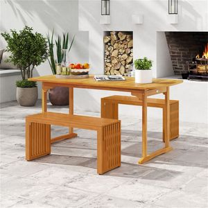 Panca da Esterno in Legno di Acacia, Capacità 800 Libbre, per 2 Persone, Senza Schienale, per Hotel e Giardino - Product Image 6
