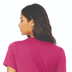 T-shirt femme à manches courtes en jersey décontracté, 100% coton peigné Airlume, filé à anneaux, 32 Single, 4.2 oz, couleur Berry, avec appliqué boutonné - Product Image 6