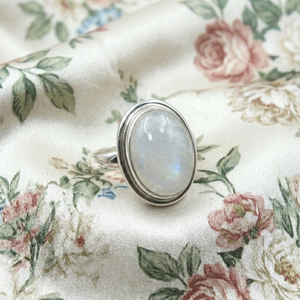 Natural Rainbow Moonstone Oval <b>Ring</b> 925 Sterling Silver Rose Gold & Yellow Gold Plated Handmade <b>Statement</b> Jewelry for Unisex Men - Product Image 6