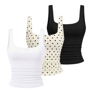 Camiseta sin mangas básica para mujer, cuello redondo, tejida, 100% algodón, transpirable, de secado rápido, informal, para verano - Product Image 3