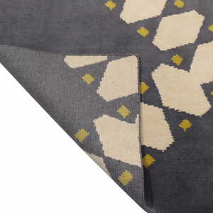 Charcoal Grey <b>Ivory</b> Mustard Abstract Geometric Wool <b>Rug</b> Modern Organic Pattern Non-Slip Eco-Friendly Area Carpet for Living Room - Product Image 6
