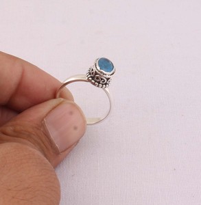Natural London Blue Topaz <b>Ring</b> 925 Sterling Silver Vintage Style Deep Blue Gemstone <b>Ring</b> for Women Handcrafted Fine <b>Boho</b> Jewelry - Product Image 5