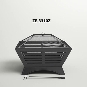 Brasero carré en acier pour bois avec écran anti-étincelles et pioche pour chauffage extérieur de jardin et patio - Product Image 5