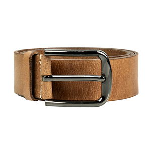 Men's Genuine Leather Belt With Steel Pin Buckle Solid Color Casual Style Durable Design - Product Image 1