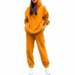 Conjunto Deportivo Verde Sólido con Capucha para Mujer, Sudadera Holgada de Manga Larga y Pantalones Deportivos con Bolsillos Laterales, Ropa de Otoño - Product Image 2