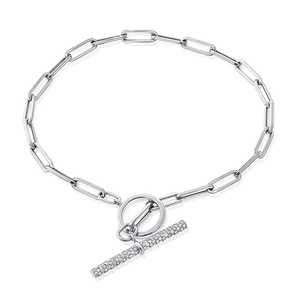 Diamond Toggle Paperclip Chain Link <b>Bracelets</b> Wholesale Paperclip Chain 10K 14K 18K <b>Solid</b> Gold Minimalist <b>Bracelet</b> Factory Price - Product Image 5