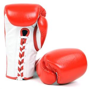 Gants de boxe en cuir blancs à doigts entiers avec rayures rouges et vertes, fermeture éclair et poignet auto-agrippant pour entraînement unisexe adulte - Product Image 4
