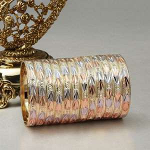 Wholesale 3 Tone Gold Filled Forming Bangles, Multi Tone Gold Bangles Set, 3 Tone Fashion Bangles <b>Jewelry</b>, Tri Color Bangles Set - Product Image 3