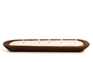 Support à bougie rectangulaire en bois fait main, finition naturelle, décoration d'intérieur, forme de bol, Thanksgiving, Noël - Product Image 4