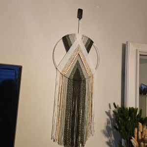 Tapiz de Macramé Bohemio, Diseño Geométrico Abstracto Circular, Fibra Natural, Decoración para el Hogar, Pieza de Arte para Sala de Estar, Un Solo Pieza - Product Image 4