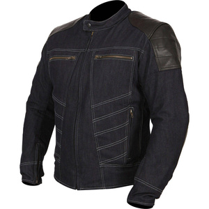 Blouson moto en jean pour homme, col montant, fermeture éclair, respirant, style motard, pour l'automne - Product Image 2