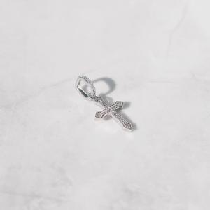 Luxury <b>Iced</b> <b>Out</b> Cross Pendant Necklace | White Gold Cross Pendant with Rope <b>Chain</b> | Hip Hop Religious Jewelry - Product Image 2