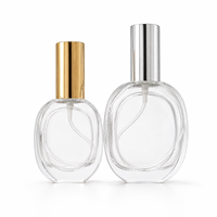 Botol Parfum Kaca Oval Kosong 50ml 100ml Custom Grosir, Pompa Semprot, Sablon Logo, Botol Parfum Portabel