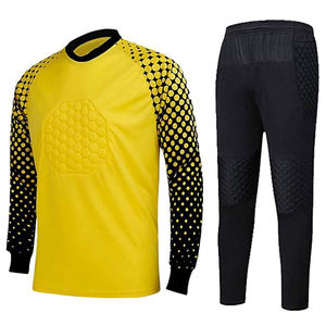 Uniforme de Portero de Fútbol Unisex Azul Claro y Negro para Adultos, Jersey Acolchado de Manga Larga con Estampado, Pantalones Cortos de Protección Transpirables de Talla Grande - Product Image 2