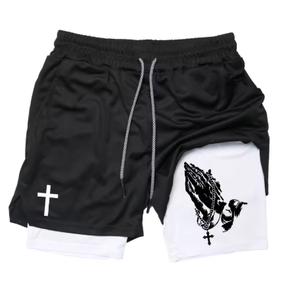 Pantalones cortos para correr 2 en 1 para hombre, pantalones cortos de secado rápido para entrenamiento en el gimnasio con bolsillo para teléfono - Product Image 3